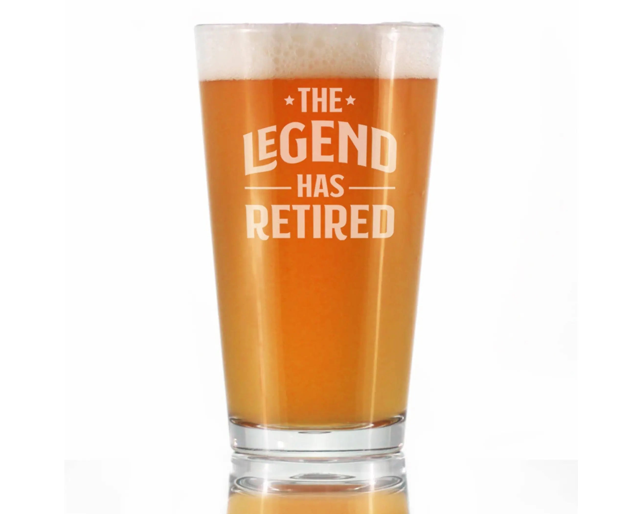 Legend Has Retired Pint Glass for Beer - Retirement Gifts Bevvee