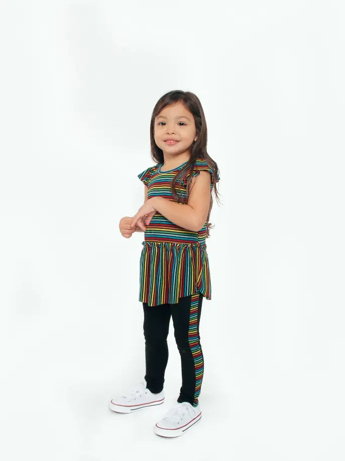 Leggings With Rainbow Stripe Side Trim Little Mass