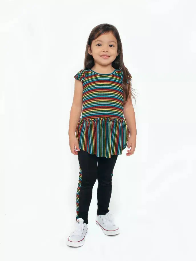Leggings With Rainbow Stripe Side Trim Little Mass