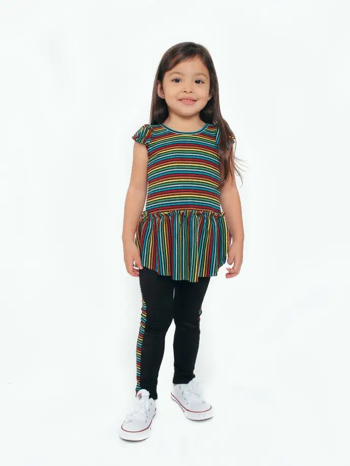 Leggings With Rainbow Stripe Side Trim Little Mass
