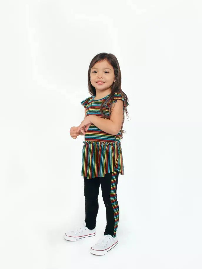 Leggings With Rainbow Stripe Side Trim Little Mass