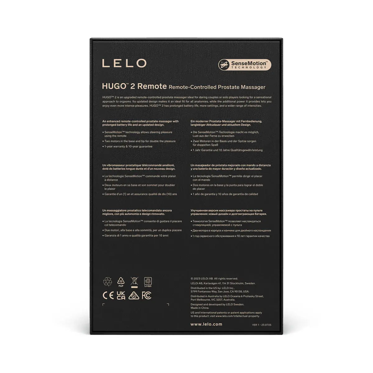 Lelo Hugo 2 With Remote Black - GreatEagleInc