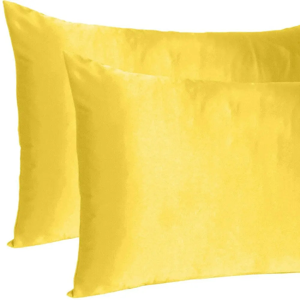 Lemon Dreamy Set Of 2 Silky Satin Standard Pillowcases Homeroots Bed & Bath