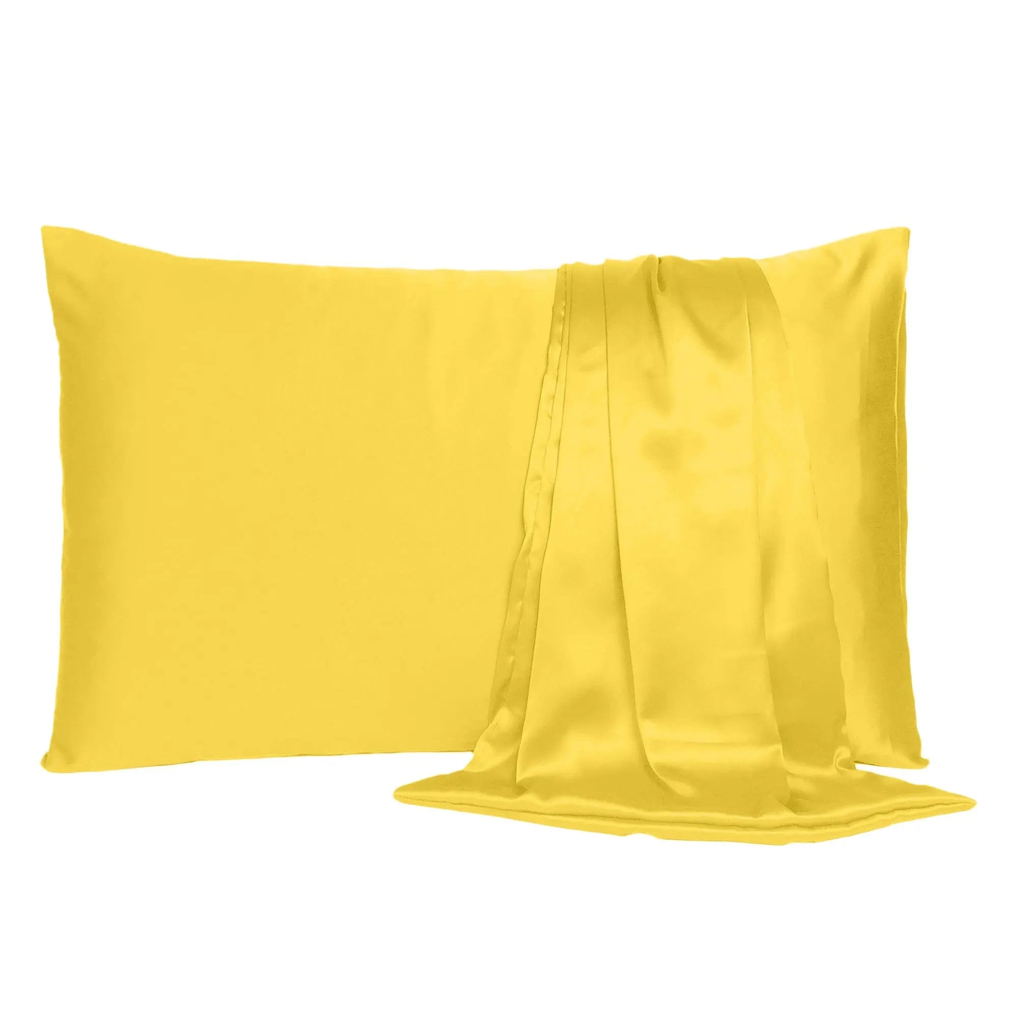 Lemon Dreamy Set Of 2 Silky Satin Standard Pillowcases Homeroots Bed & Bath
