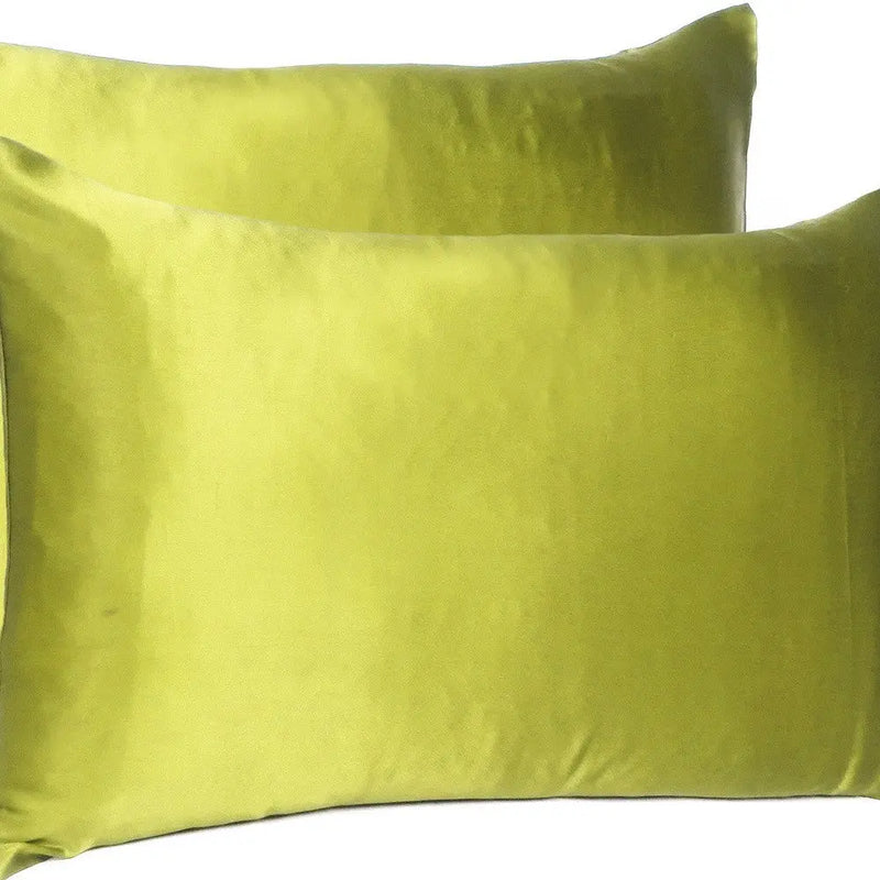 Lemongrass Dreamy Set Of 2 Silky Satin Standard Pillowcases Homeroots Bed & Bath