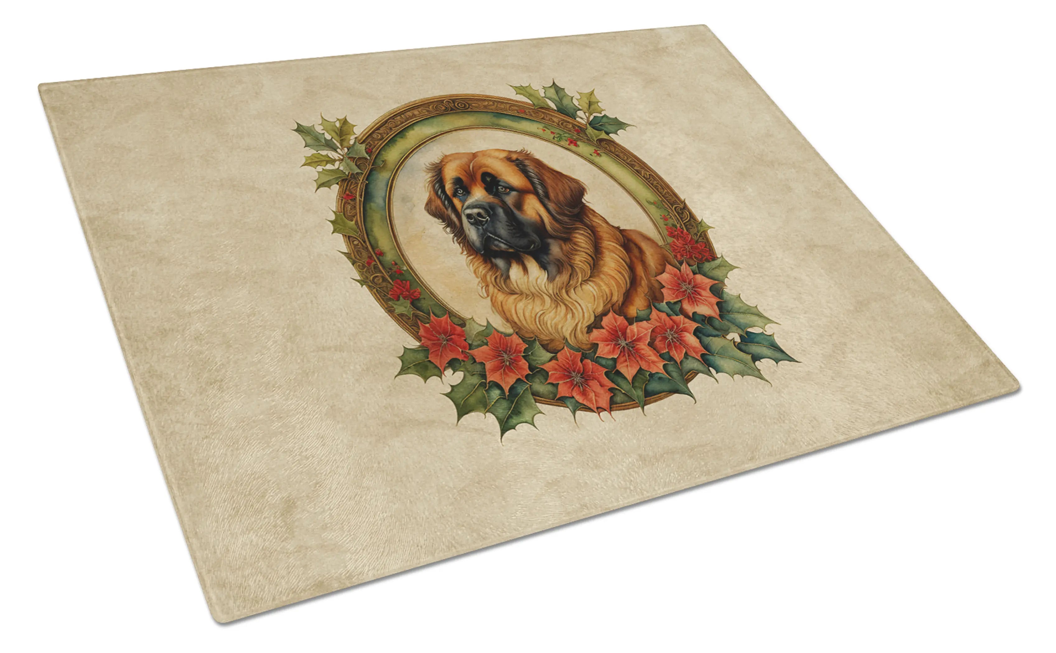 Leonberger Christmas Flowers Glass Cutting Board Caroline's Treasures