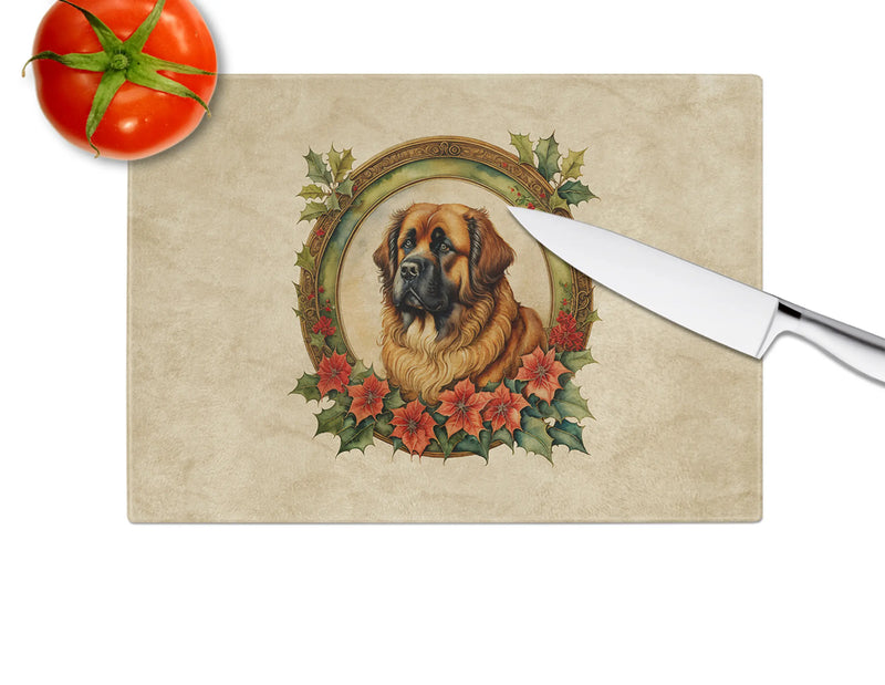 Leonberger Christmas Flowers Glass Cutting Board Caroline's Treasures