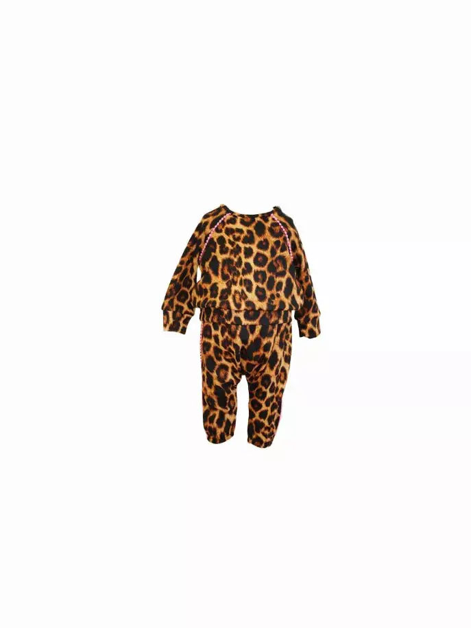 Leopard Infant Tracksuit with Pink Detail Little Mass