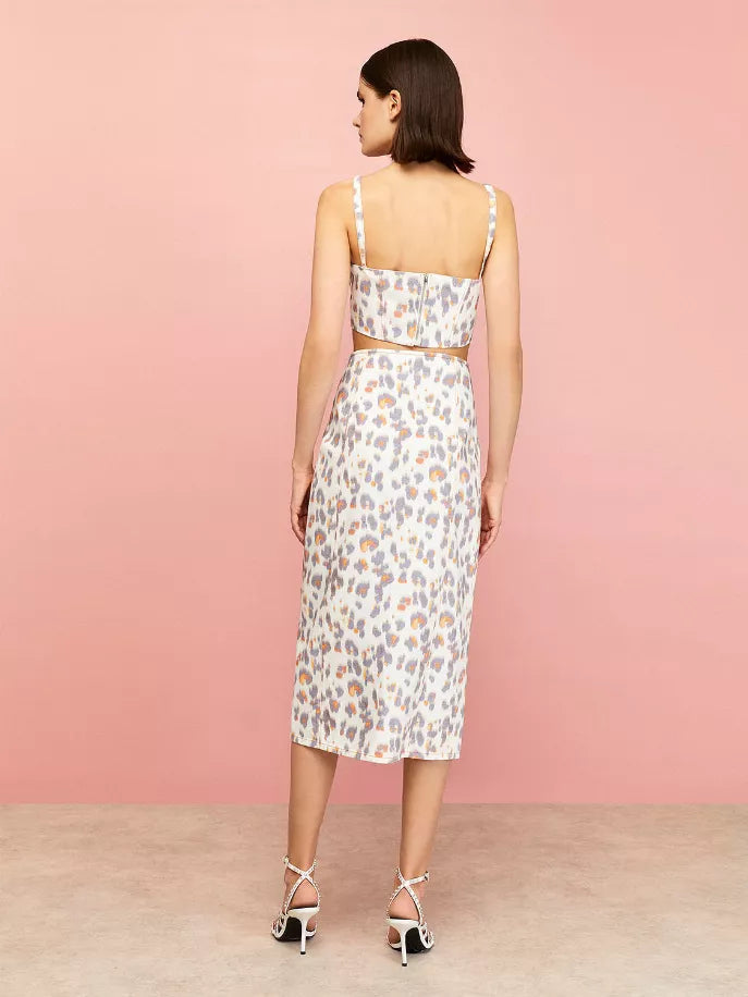 Leopard Print Denim Pencil Skirt Nocturne