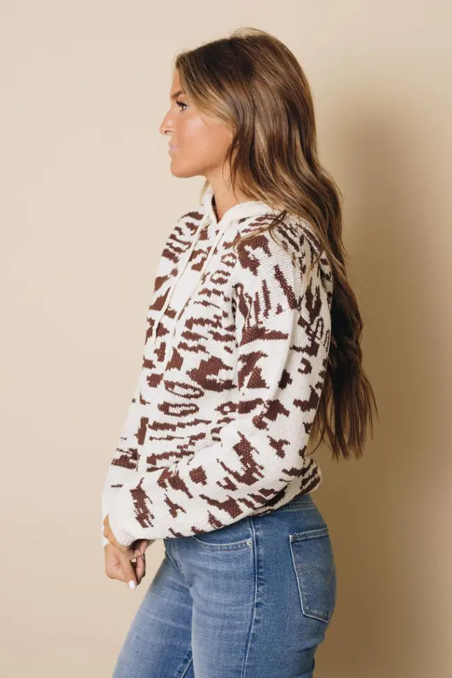 Leopard Print Long Sleeve Hooded Sweatshirt Stay Warm in Style
