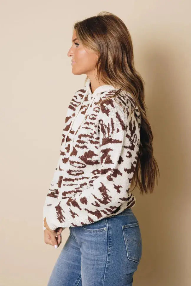 Leopard Print Long Sleeve Hooded Sweatshirt Stay Warm in Style