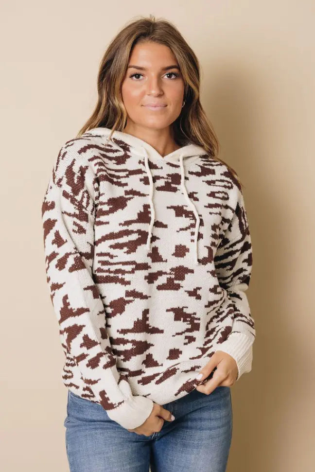 Leopard Print Long Sleeve Hooded Sweatshirt Stay Warm in Style