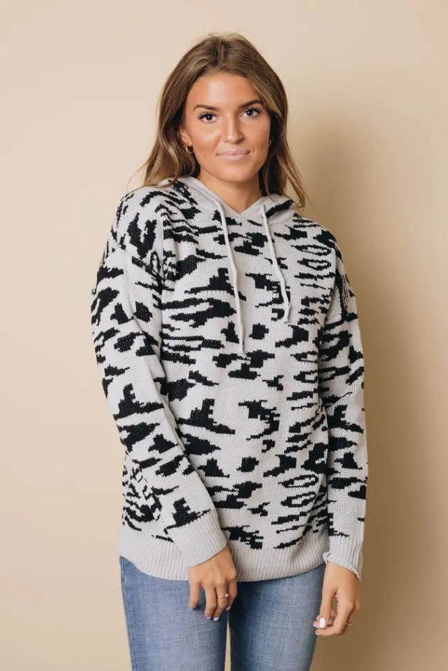 Leopard Print Long Sleeve Hooded Sweatshirt Stay Warm in Style