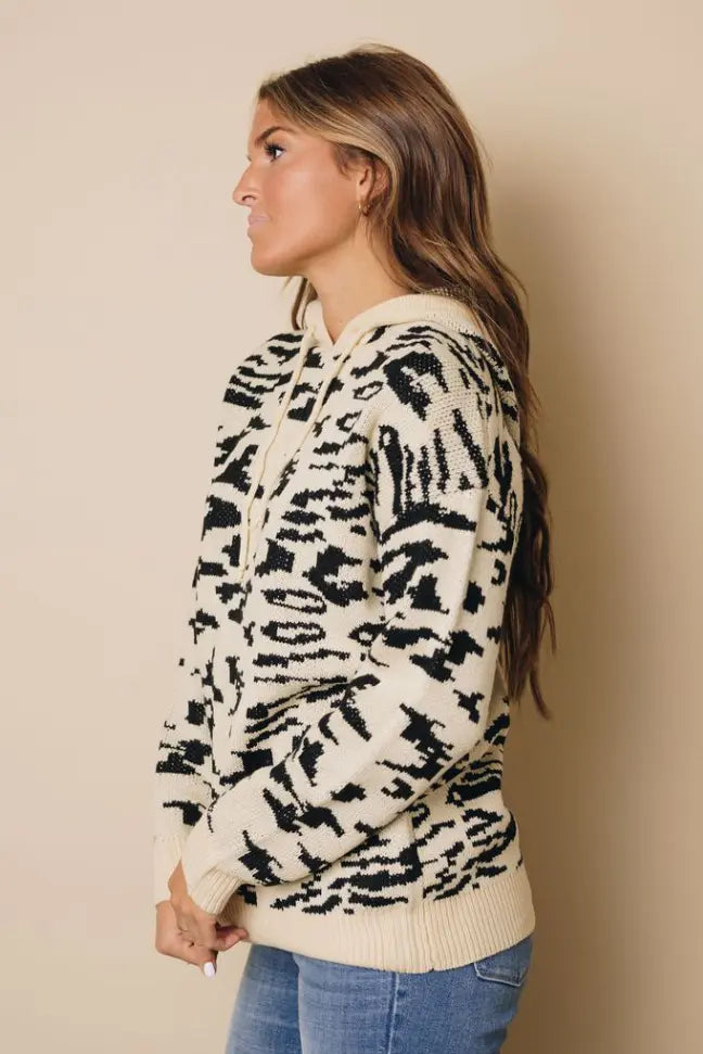 Leopard Print Long Sleeve Hooded Sweatshirt Stay Warm in Style