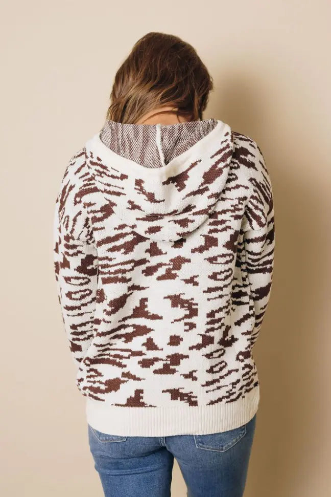 Leopard Print Long Sleeve Hooded Sweatshirt Stay Warm in Style