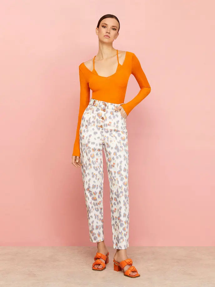 Leopard Print Mom Denim Pants Nocturne