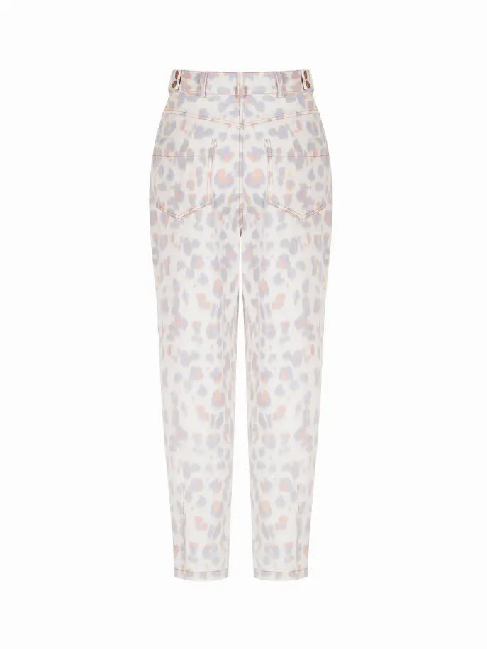 Leopard Print Mom Denim Pants Nocturne