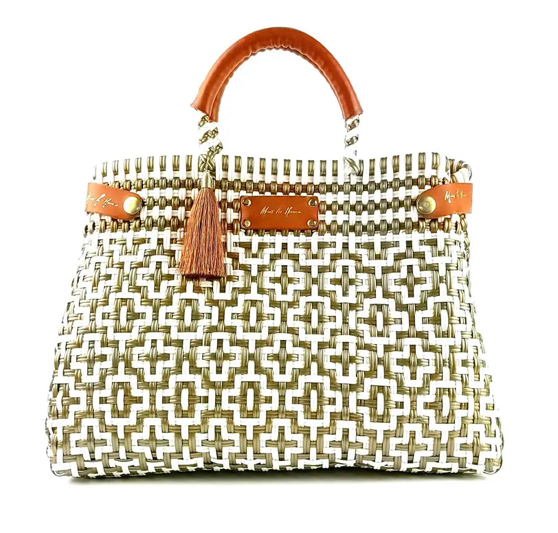 Less Pollution Convertible Handbag- White Gold Mavis by Herrera