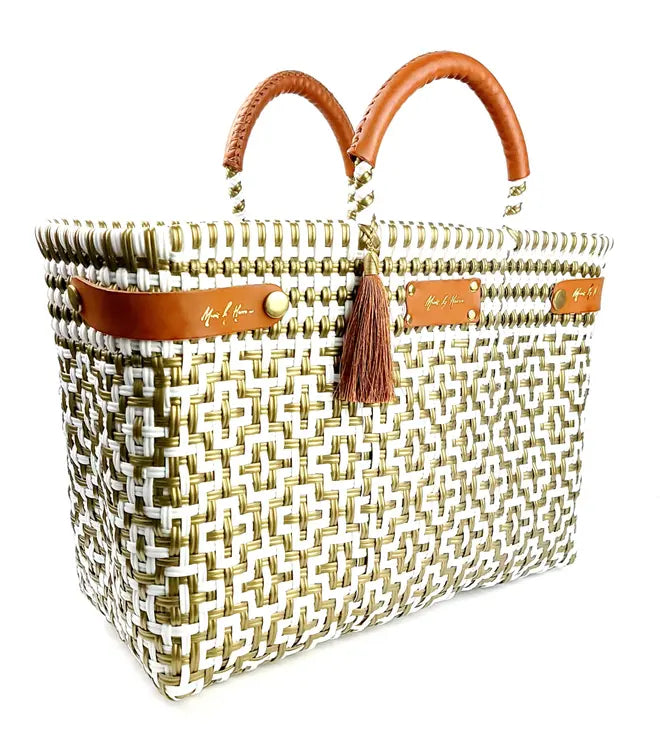 Less Pollution Convertible Handbag- White Gold Mavis by Herrera