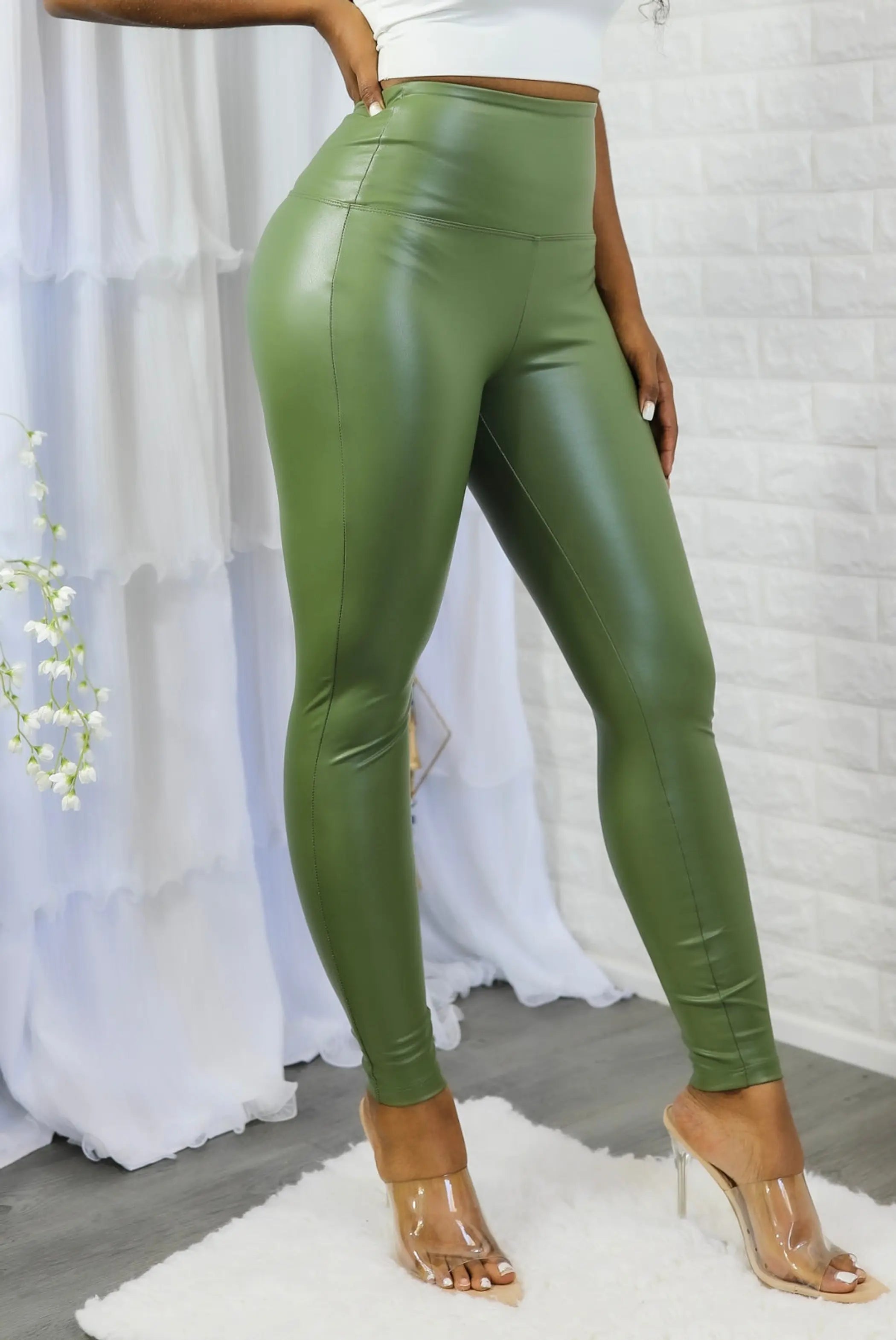 Let it Slide Faux Leather High Waisted Leggings SurelyMine