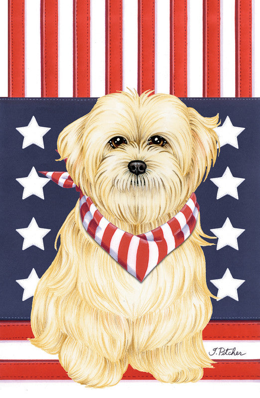Lhasa Apso- Tomoyo Pitcher Patriot Garden Flag Best of Breed