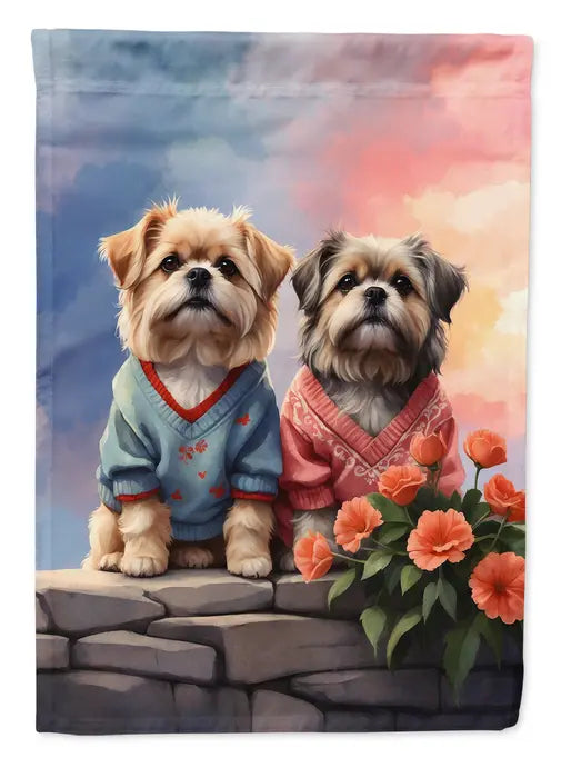 Lhasa Apso Two Hearts Garden Flag Caroline's Treasures