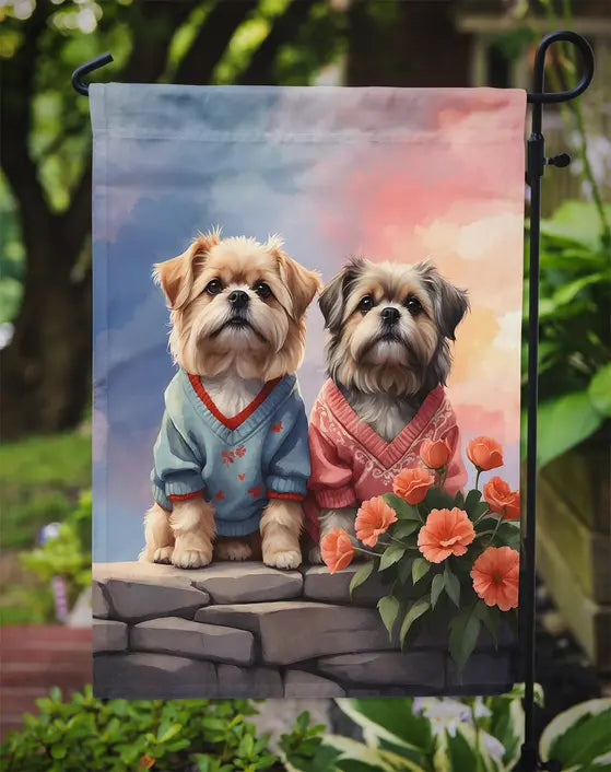 Lhasa Apso Two Hearts Garden Flag Caroline's Treasures
