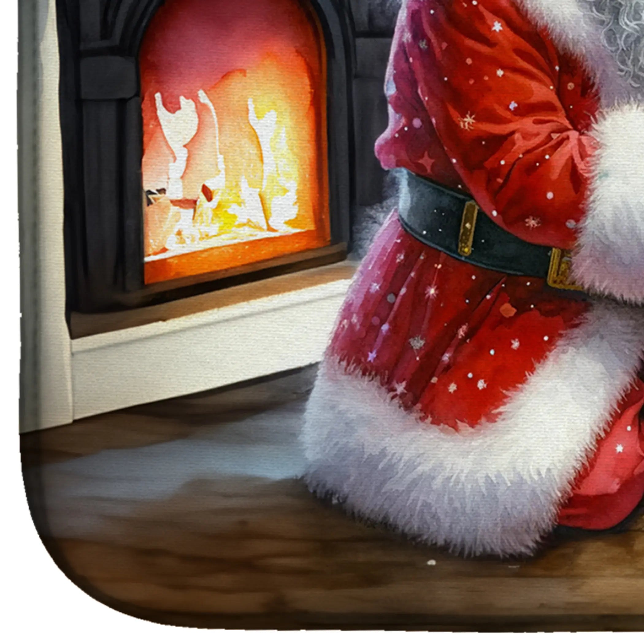 Lhasa Apso and Santa Claus Dish Drying Mat Caroline's Treasures