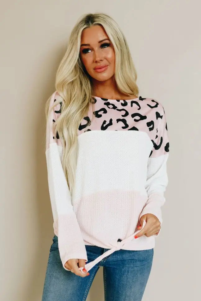 Liam Colorblocked Leopard Tee Stay Warm in Style