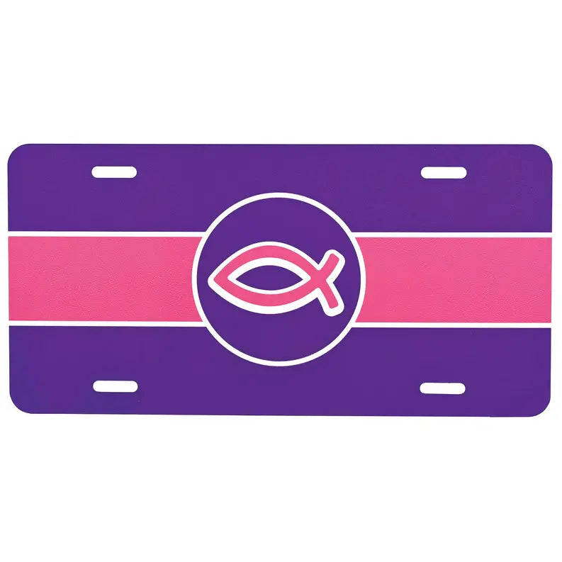 License Plate Purple Fish Metal Dicksons Inc