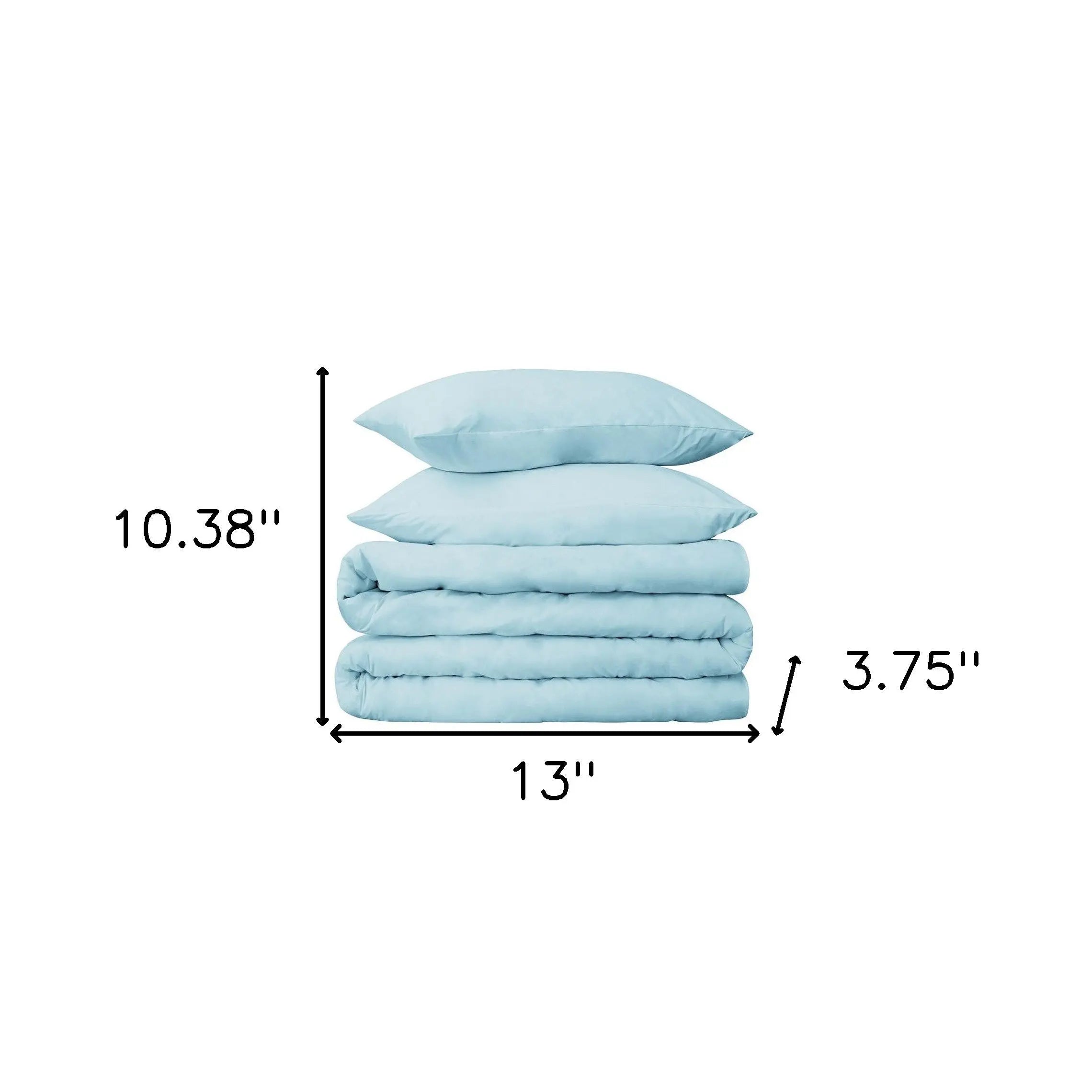 Light Blue King Cotton Blend Washable Duvet Cover Set Homeroots Bed & Bath