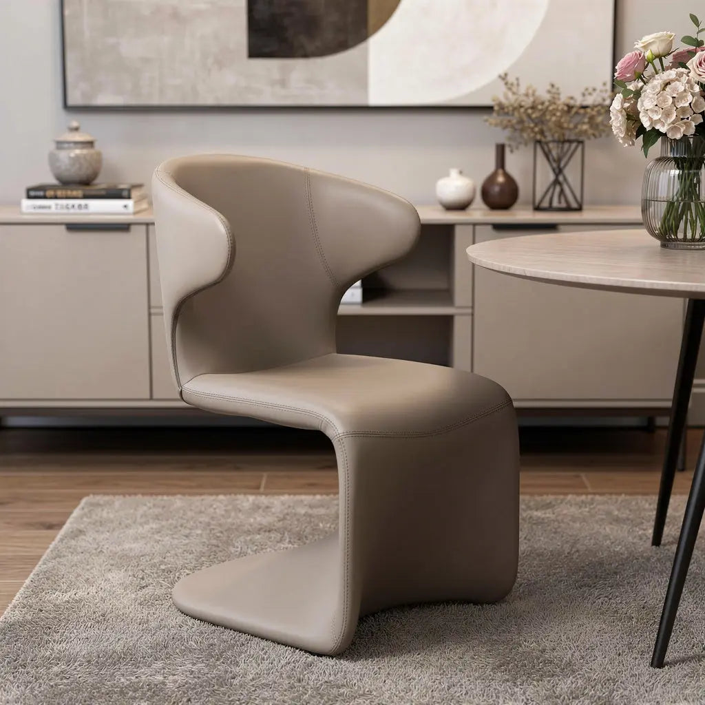Light Brown Faux Leather Wing Back Dining Side Chair Homeroots Kitchen & Dining