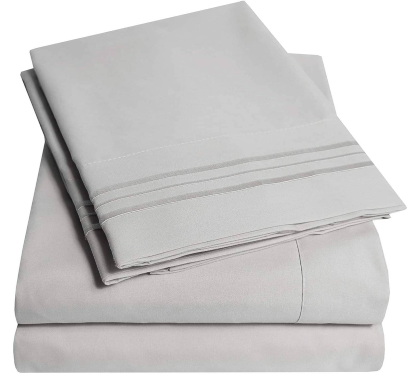 Light Color Embroidery Soft Sheet Set Wrinkle Resistant Home Mart Goods