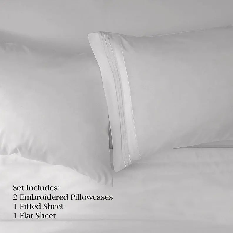 Light Color Embroidery Soft Sheet Set Wrinkle Resistant Home Mart Goods