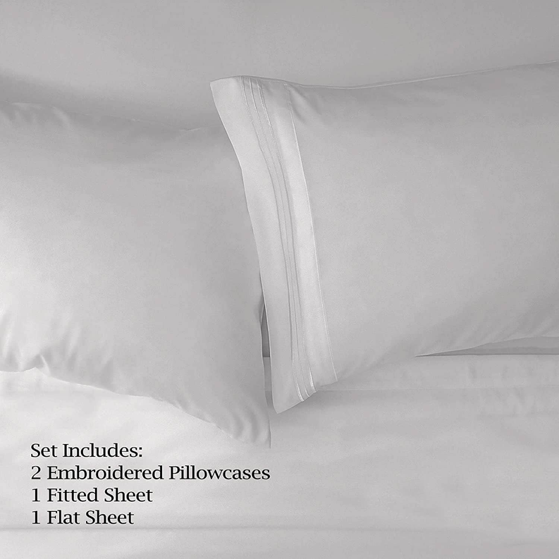 Light Color Embroidery Soft Sheet Set Wrinkle Resistant Home Mart Goods