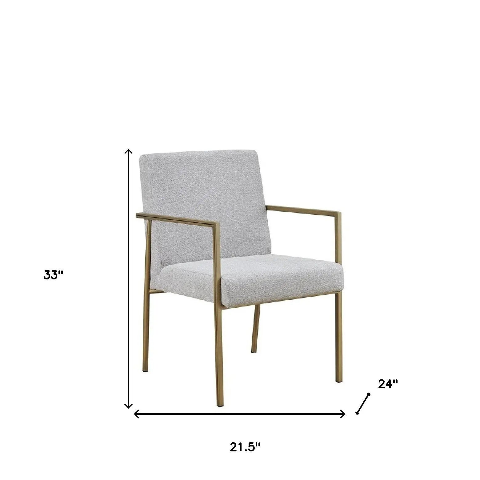 Light Gray And Brass Upholstered Fabric Dining Arm Chair Homeroots Kitchen & Dining