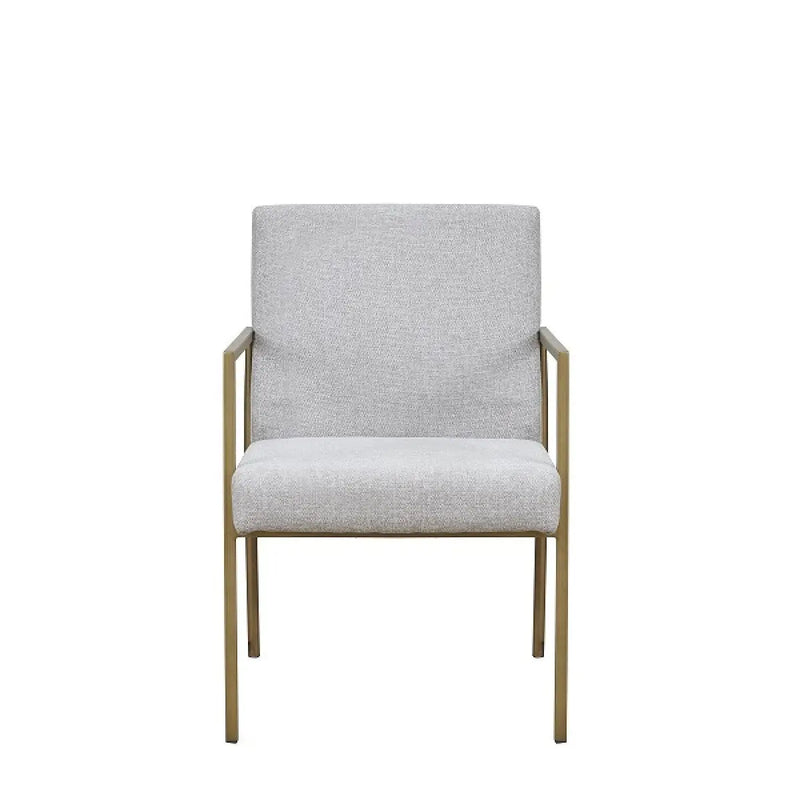 Light Gray And Brass Upholstered Fabric Dining Arm Chair Homeroots Kitchen & Dining