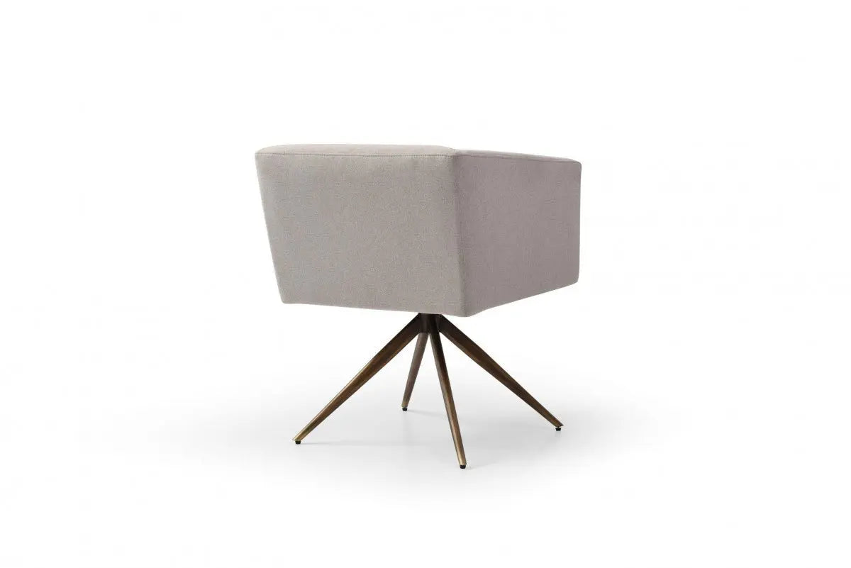 Light Gray And Brass Upholstered Fabric Dining Arm Chair Homeroots Kitchen & Dining