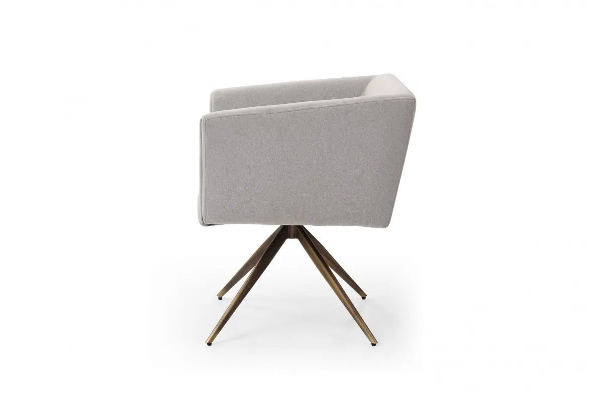 Light Gray And Brass Upholstered Fabric Dining Arm Chair Homeroots Kitchen & Dining