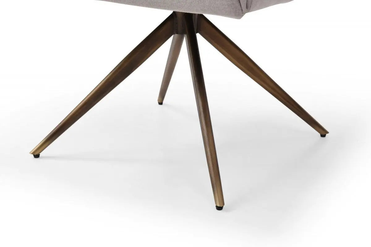 Light Gray And Brass Upholstered Fabric Dining Arm Chair Homeroots Kitchen & Dining