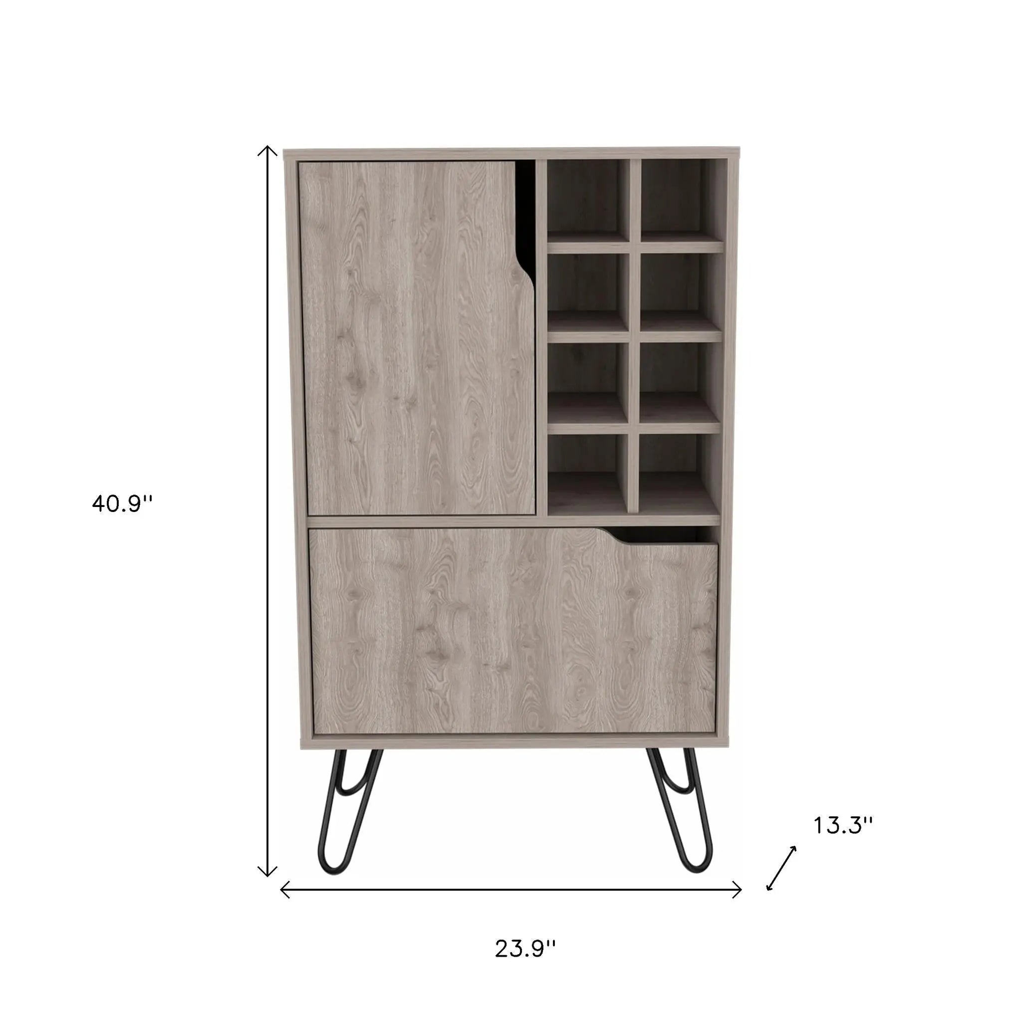 Light Gray Bar Cabinet with Two Door Panels Homeroots Kitchen & Dining