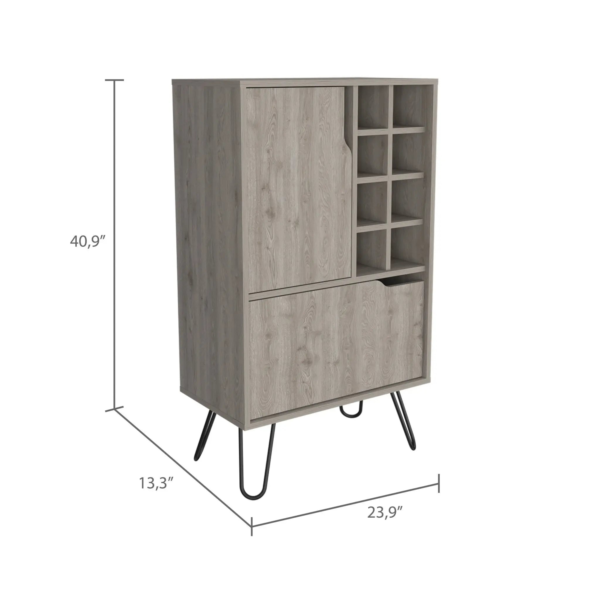 Light Gray Bar Cabinet with Two Door Panels Homeroots Kitchen & Dining