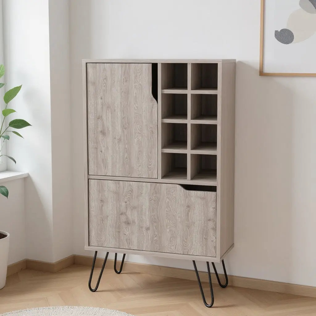 Light Gray Bar Cabinet with Two Door Panels Homeroots Kitchen & Dining