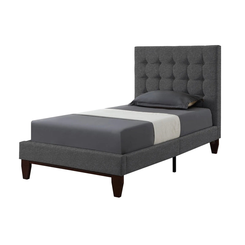 Light Gray Solid Wood Full Tufted Upholstered Linen Bed Homeroots Bed & Bath