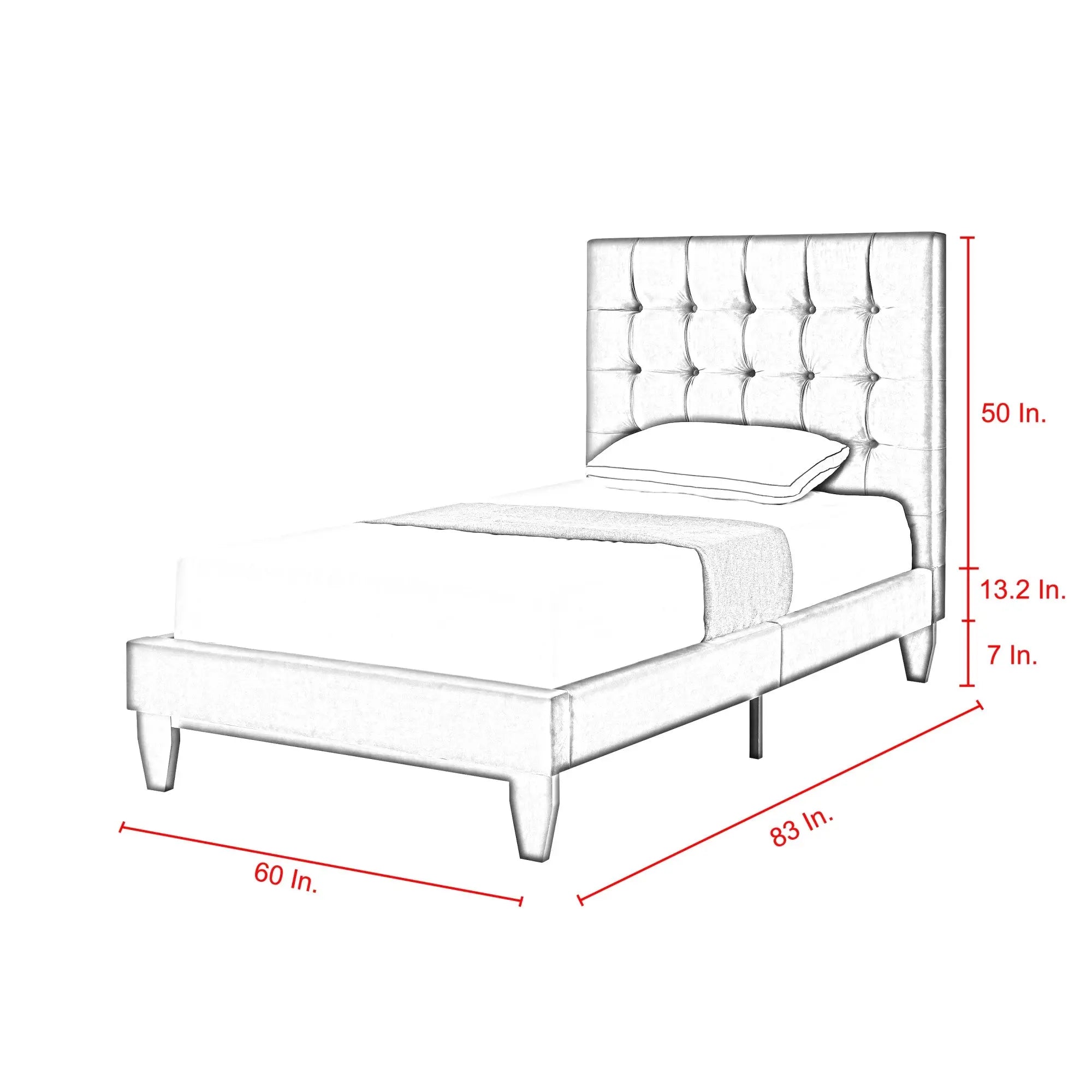 Light Gray Solid Wood Full Tufted Upholstered Linen Bed Homeroots Bed & Bath