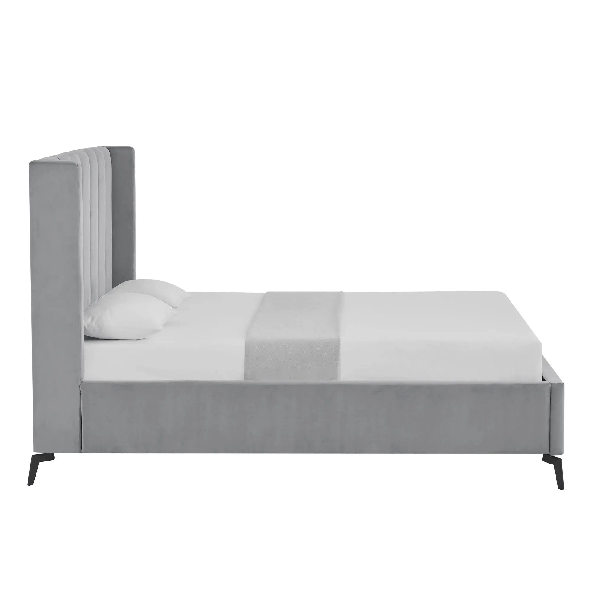 Light Gray Velvet Upholstered Full Bed Frame Homeroots Bed & Bath