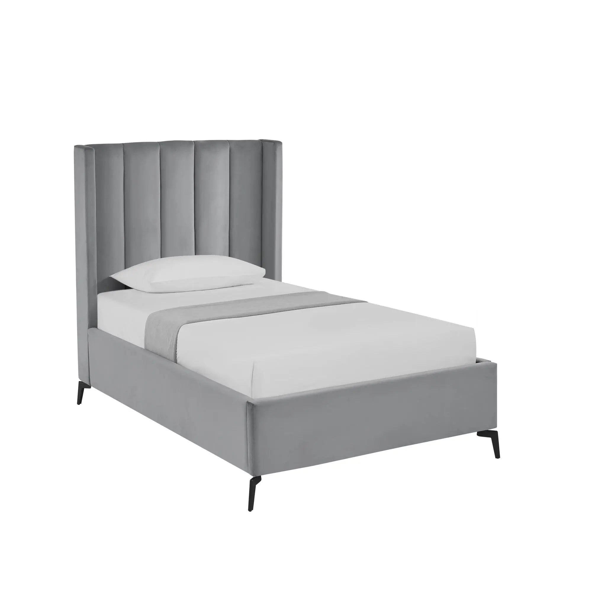 Light Gray Velvet Upholstered Full Bed Frame Homeroots Bed & Bath