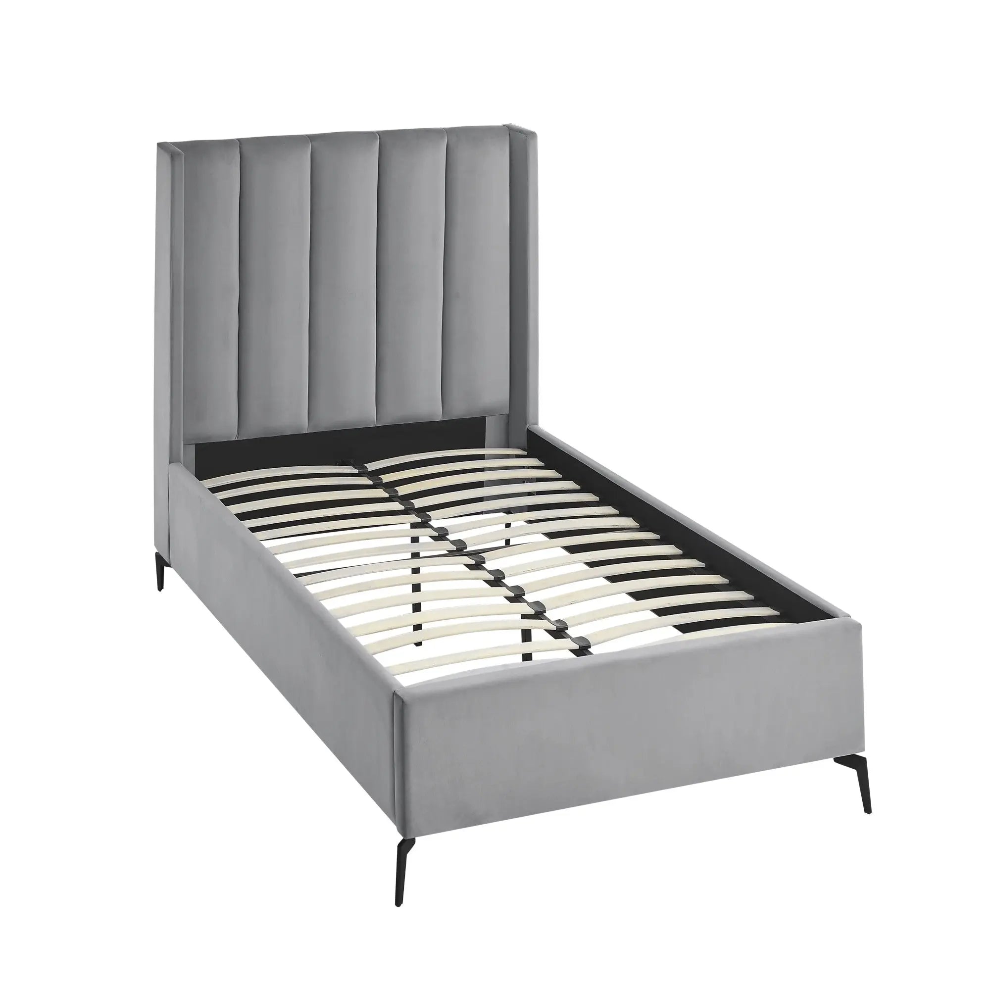 Light Gray Velvet Upholstered Full Bed Frame Homeroots Bed & Bath