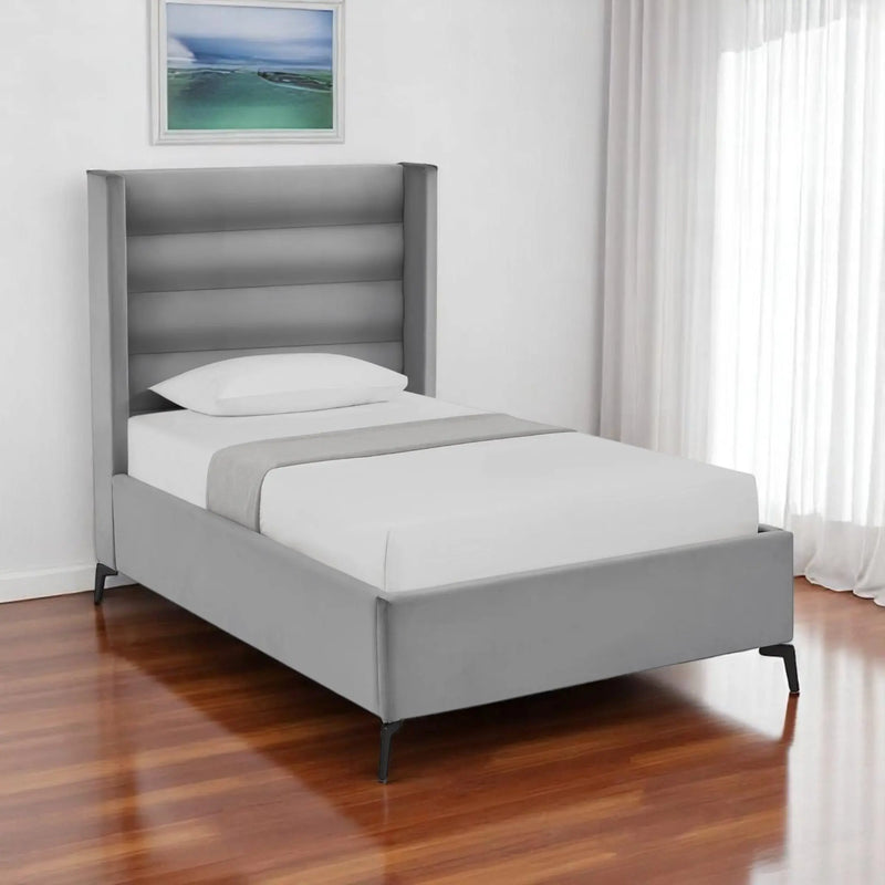 Light Gray Velvet Upholstered Full Bed Frame Homeroots Bed & Bath
