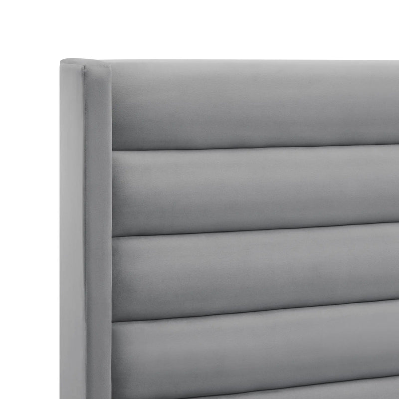 Light Gray Velvet Upholstered Full Bed Frame Homeroots Bed & Bath